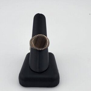 Brand New Sterling Silver 925 Brown Round Stone Ring – Warm & Elegant
